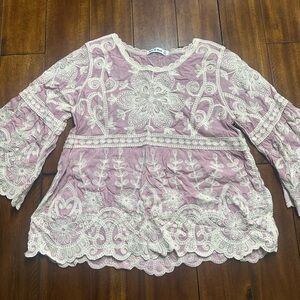 Elegant Pink Lace Embroidered Top